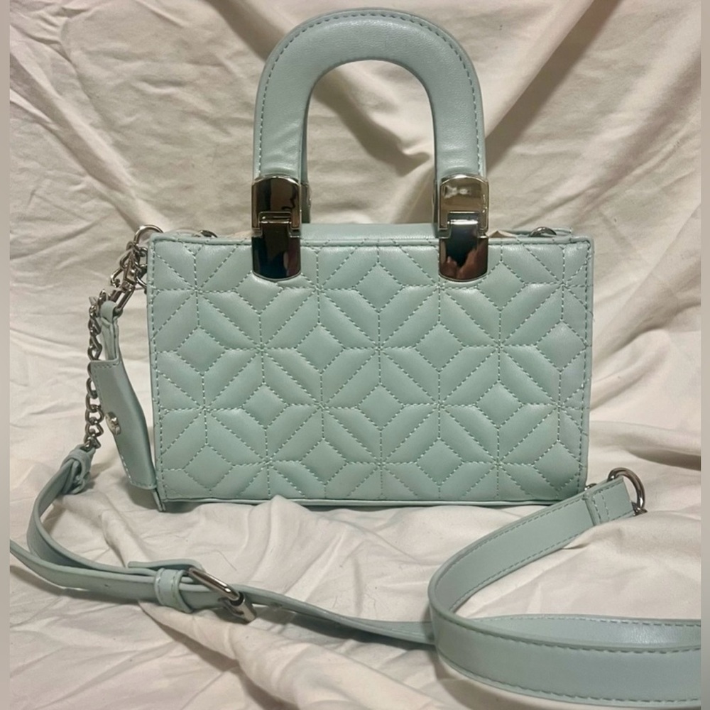 NWT Steve Madden Mint Green Quilted Hand Bag / Crossbody Removable Strap - Picture 6 of 10